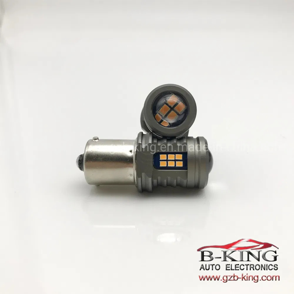 Светодиодная лампа 1156 BA15S для поворотников, янтарная