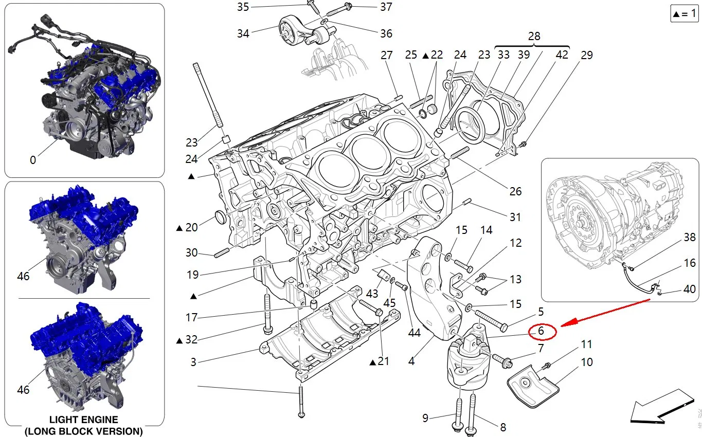 Опора двигателя Maserati Ghibli/Quattroporte 2017+ 3.0