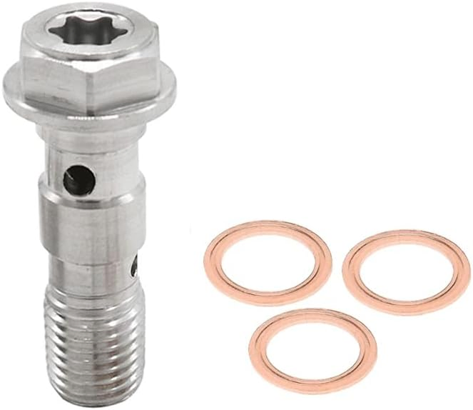 Universal Hydraulic Racing Brake Hose Line End Fitting Adapter M10X1 1.25 Stainless Steel 10mm Copper Washers Metric Thread Hollow Double Single Banjo Eye Bolt