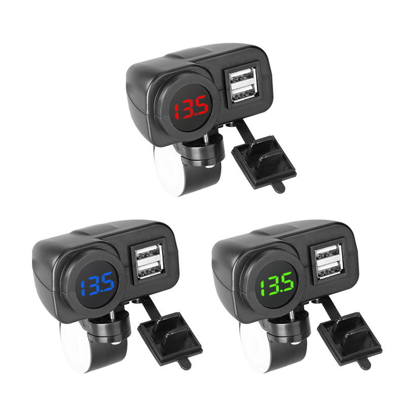 USB-зарядка для мотоцикла с дисплеем напряжения 12V/24V