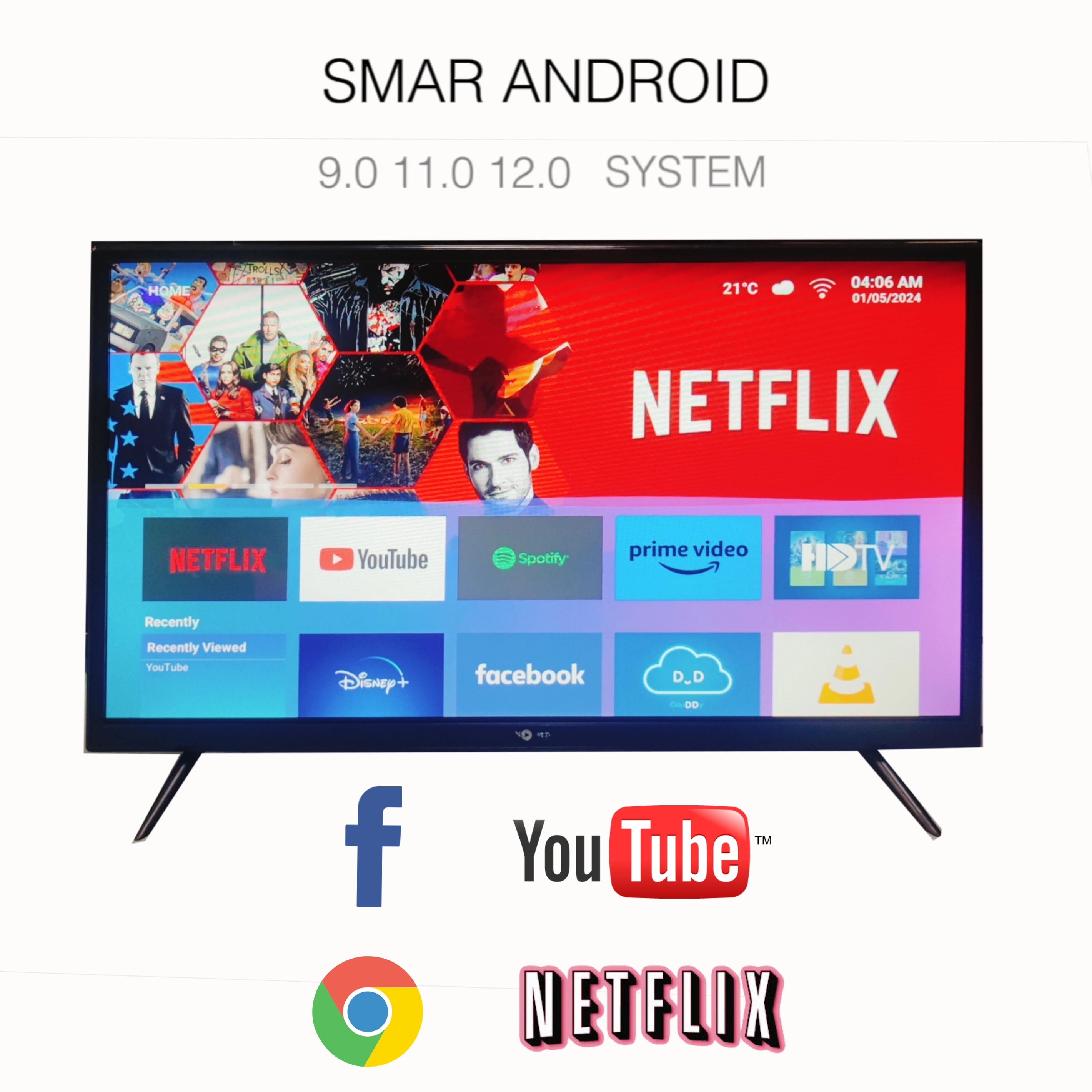 Smart Android TV 19" LED LCD с HDMI и USB
