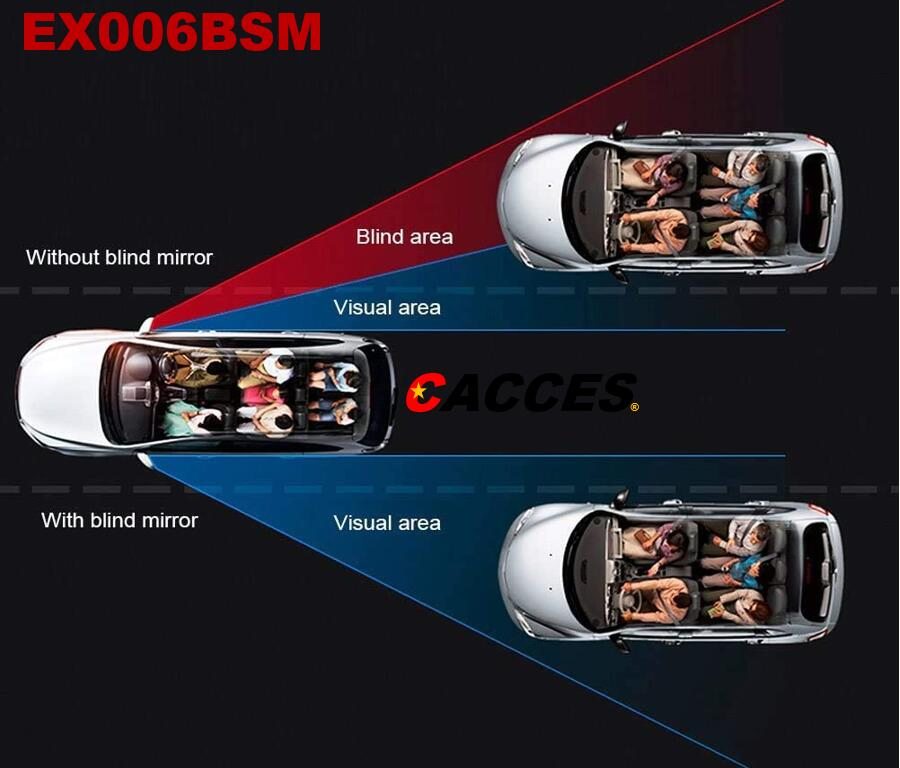 Cacces Blind Spot Wing Mirrors for Car, Oval HD Glass Convex Wide Angle Rear View Mirror 360° Rotable Adjustabe Frameless/Framed Blind Spot Mirror Universal