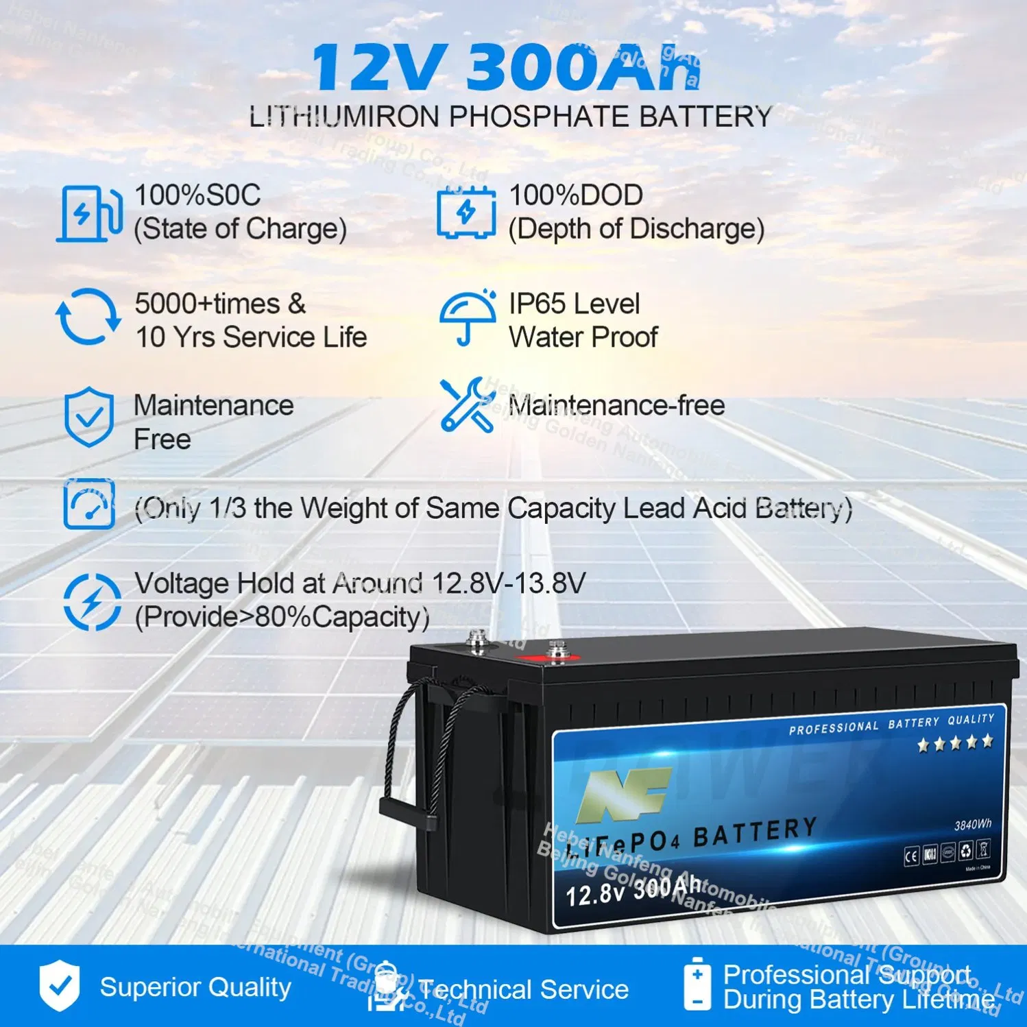 NF OEM 12V 300ah LiFePO4 Lithium Batteries for RV