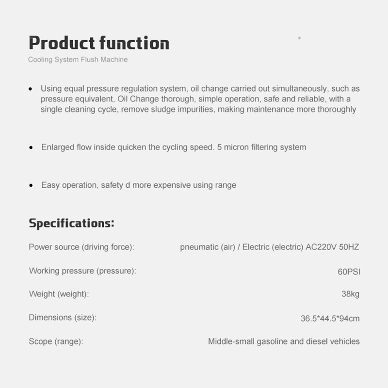 Chinese Manufacturer Cooling System Flush Machine for Automobile Maintenance