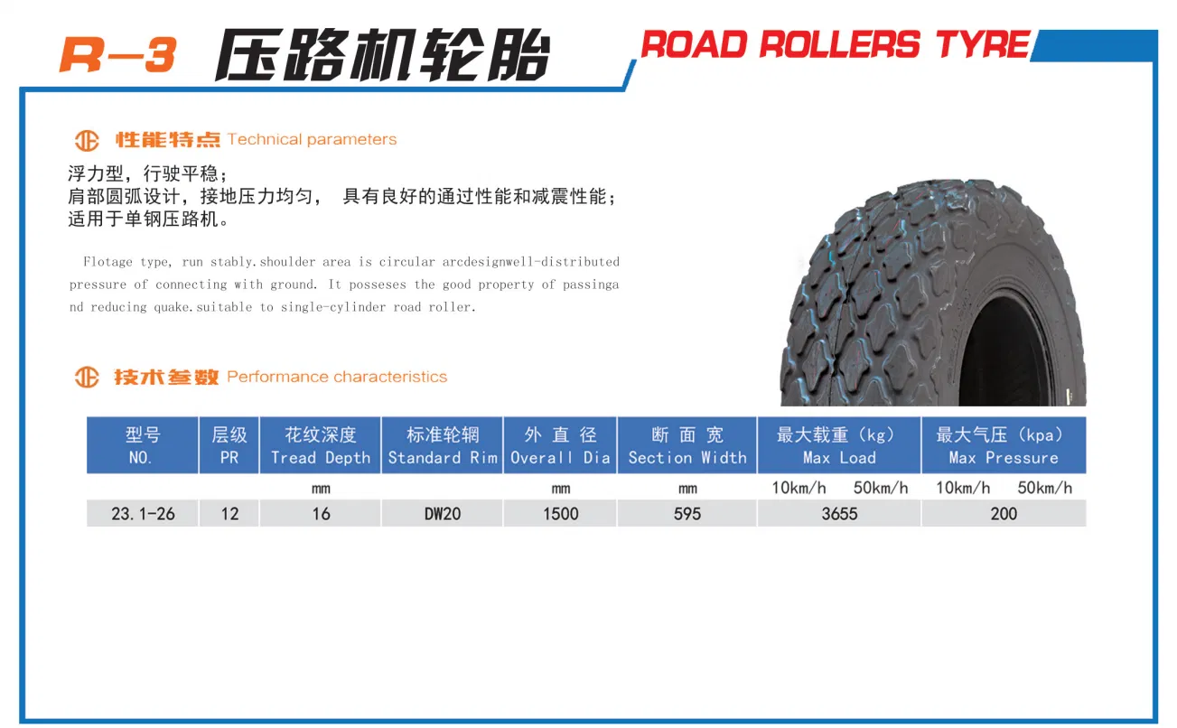 Wholesale Heavy Duty Equipment Port Road Roller Tire 23.1-26 16pr 23.1X26 for Wheel Roller C-2 R-3