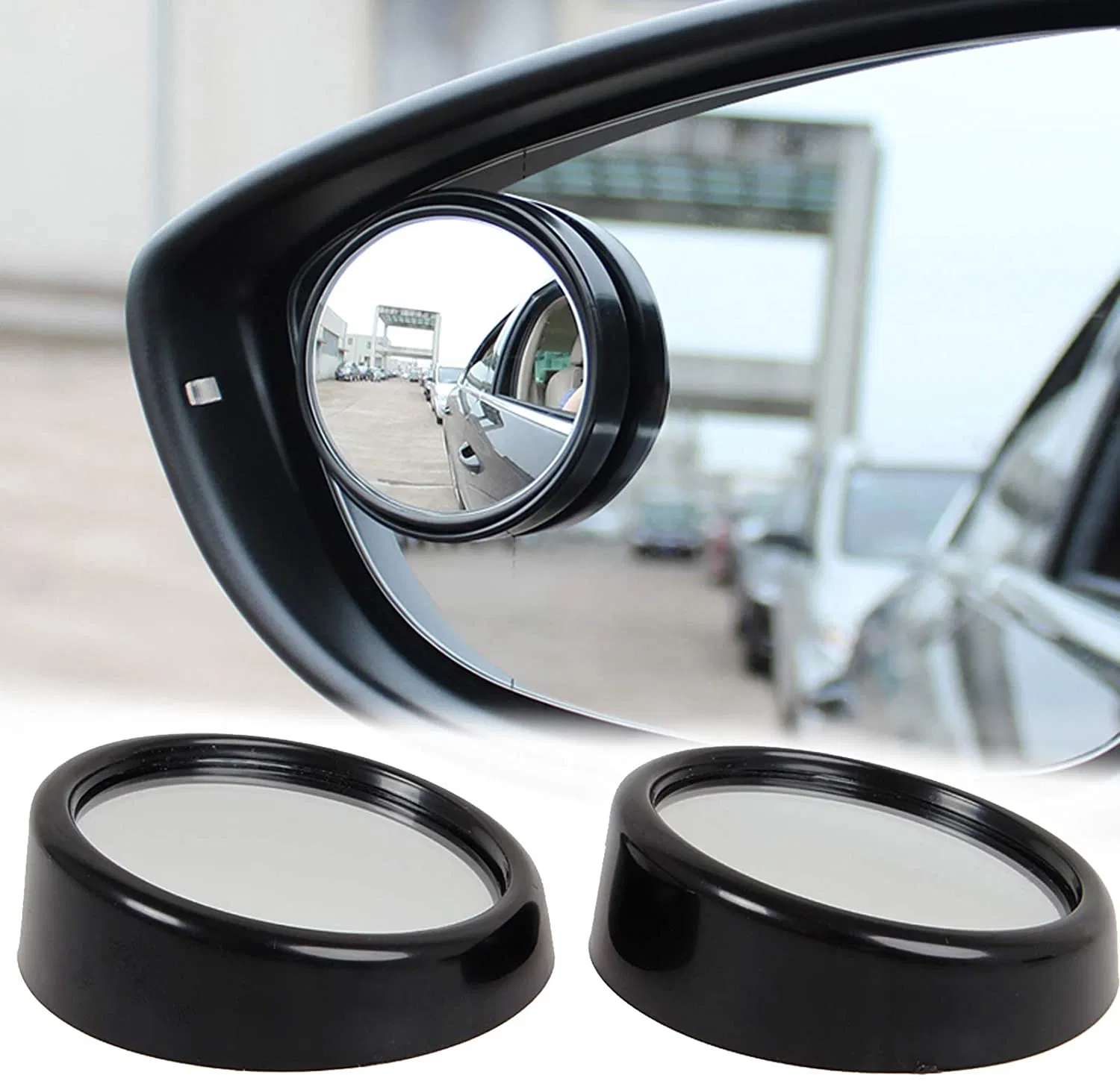 2 Pack Automotive Blind Spot Mirrors, Small Round Convex Adjustable 360° Rotate Wide Angle