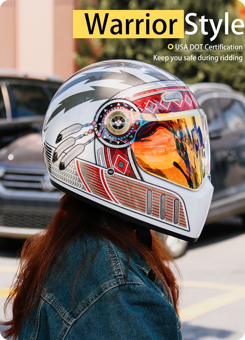 Motorcycle Retro Full Face Helmets Fiberglass Shell Bicycle Helmet