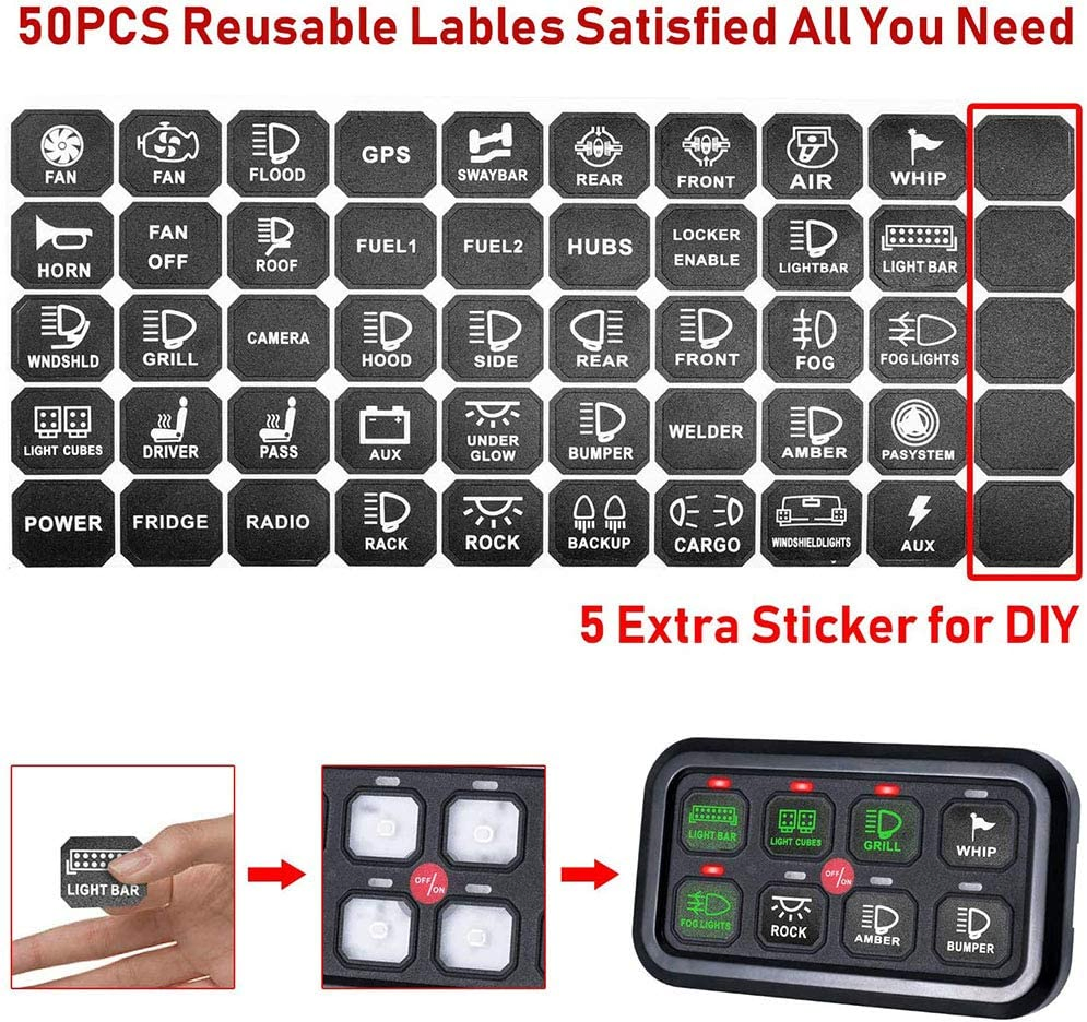 8 Gang Switch Panel Electronic Relay System with Circuit Control Box Waterproof Fuse Relay Box Wiring Harness