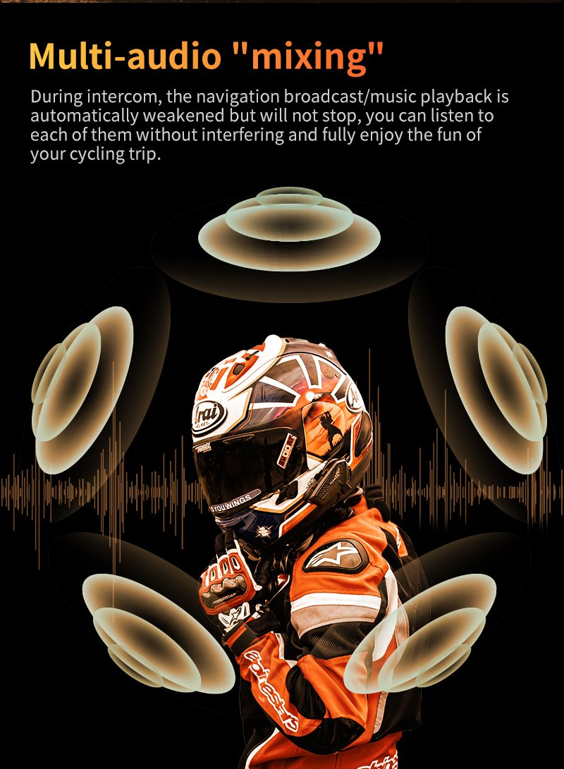 Мотоинтерком Freedconn F1plus Bluetooth для группы, IP67