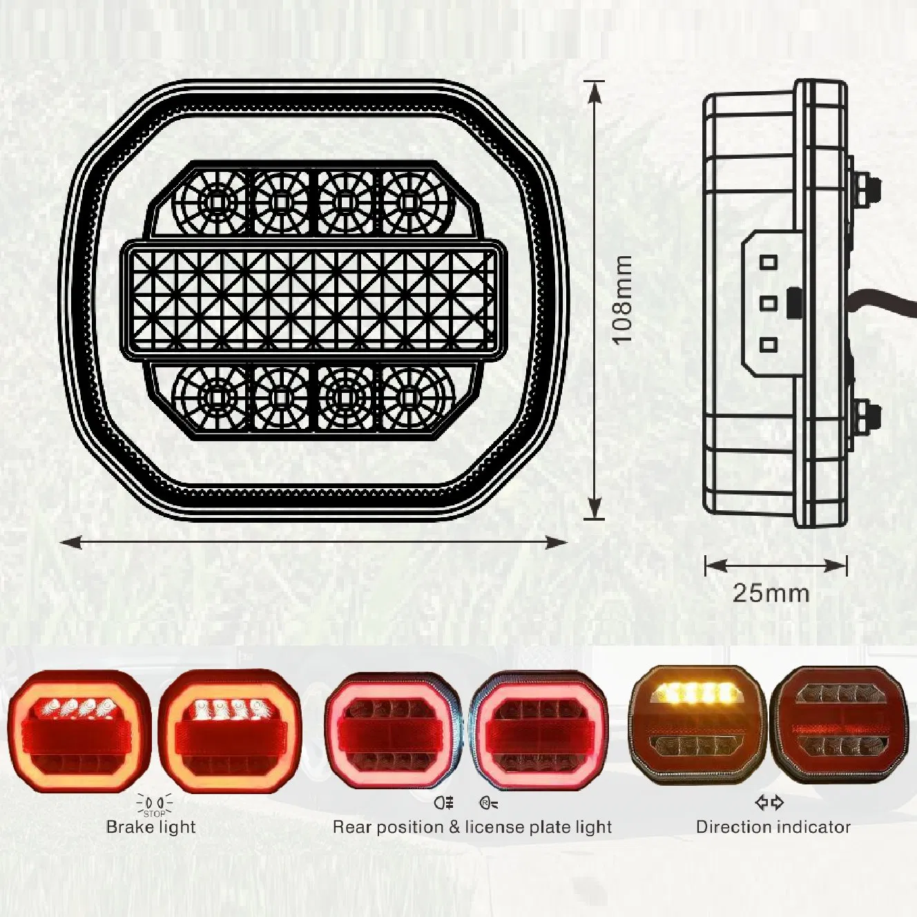 Светодиодный фонарь для прицепа 4WD, левый/правый