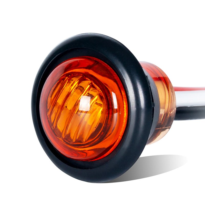 3/4 Inch Round LED Trailer Side Marker Clearance Lights Amber 3 Wires LED Marker Light