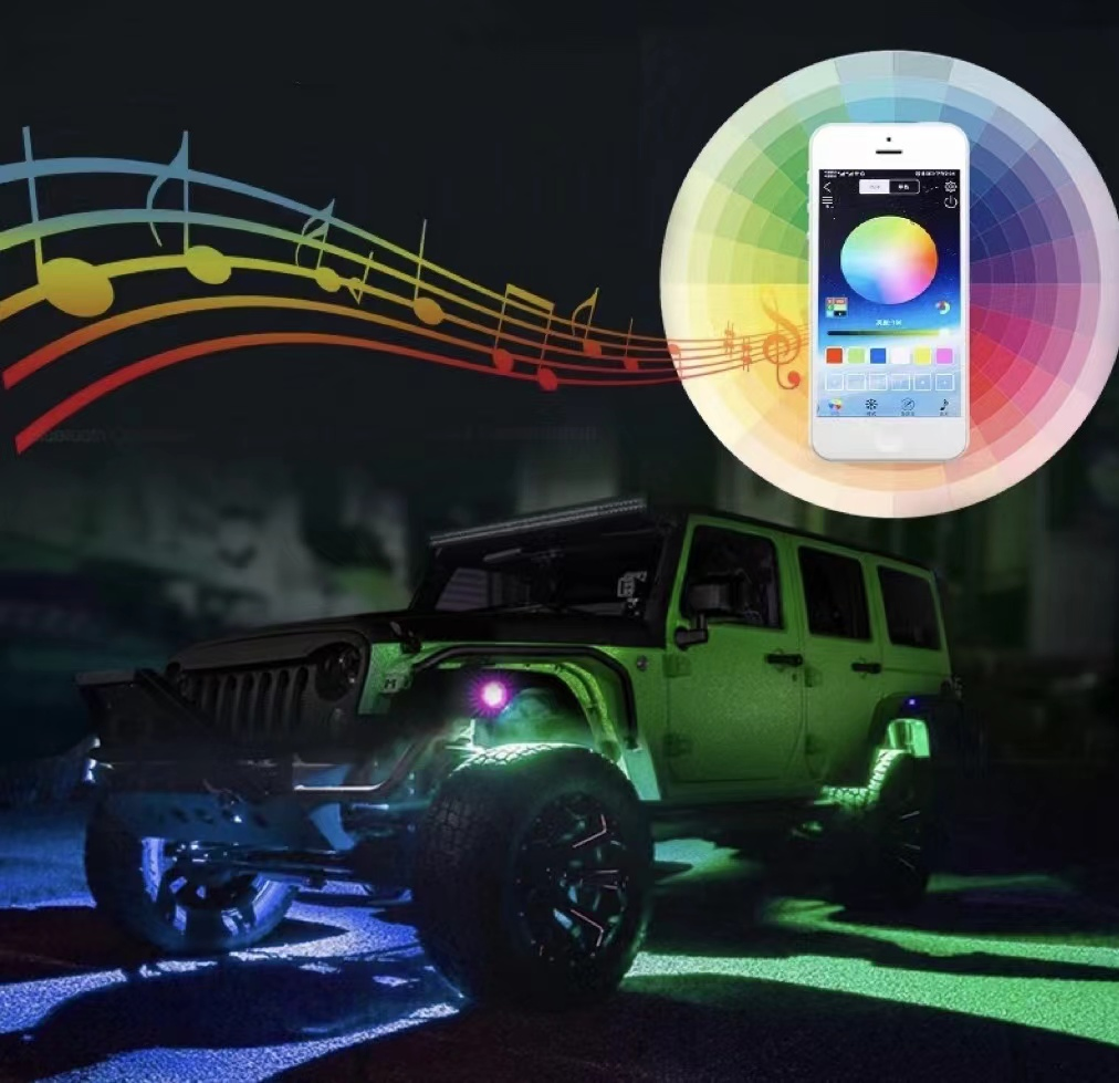 APP Control 8 Pod RGB LED Car Rock Light