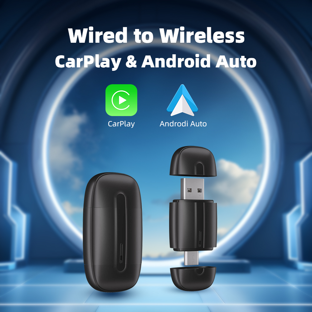 Автомобильный адаптер Plug and Play 2-в-1 для беспроводного CarPlay и Android, двусторонний