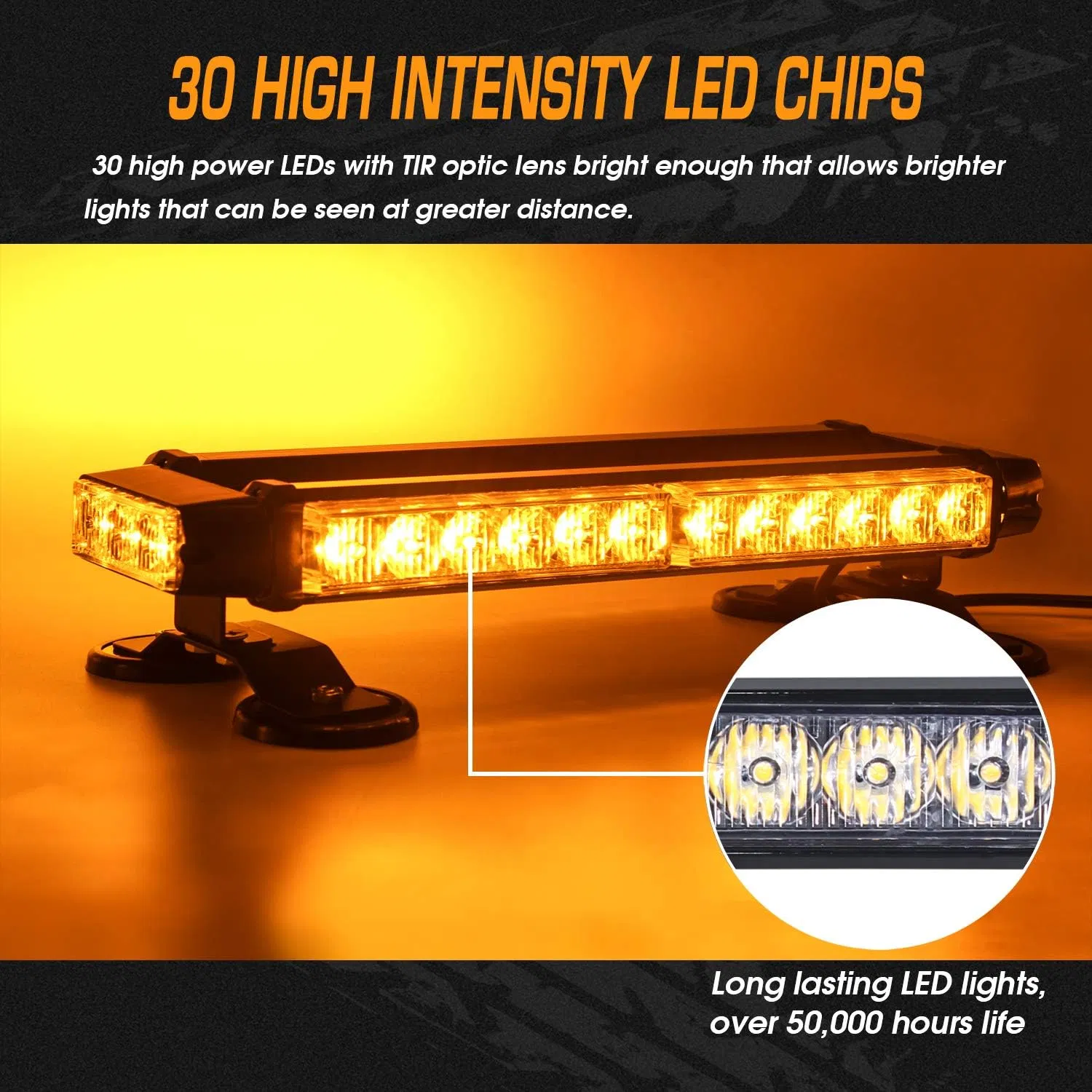 Ghf 4X4 LED Double Side Amber Strobe Flashing Light for Car Trailer Roof Safety