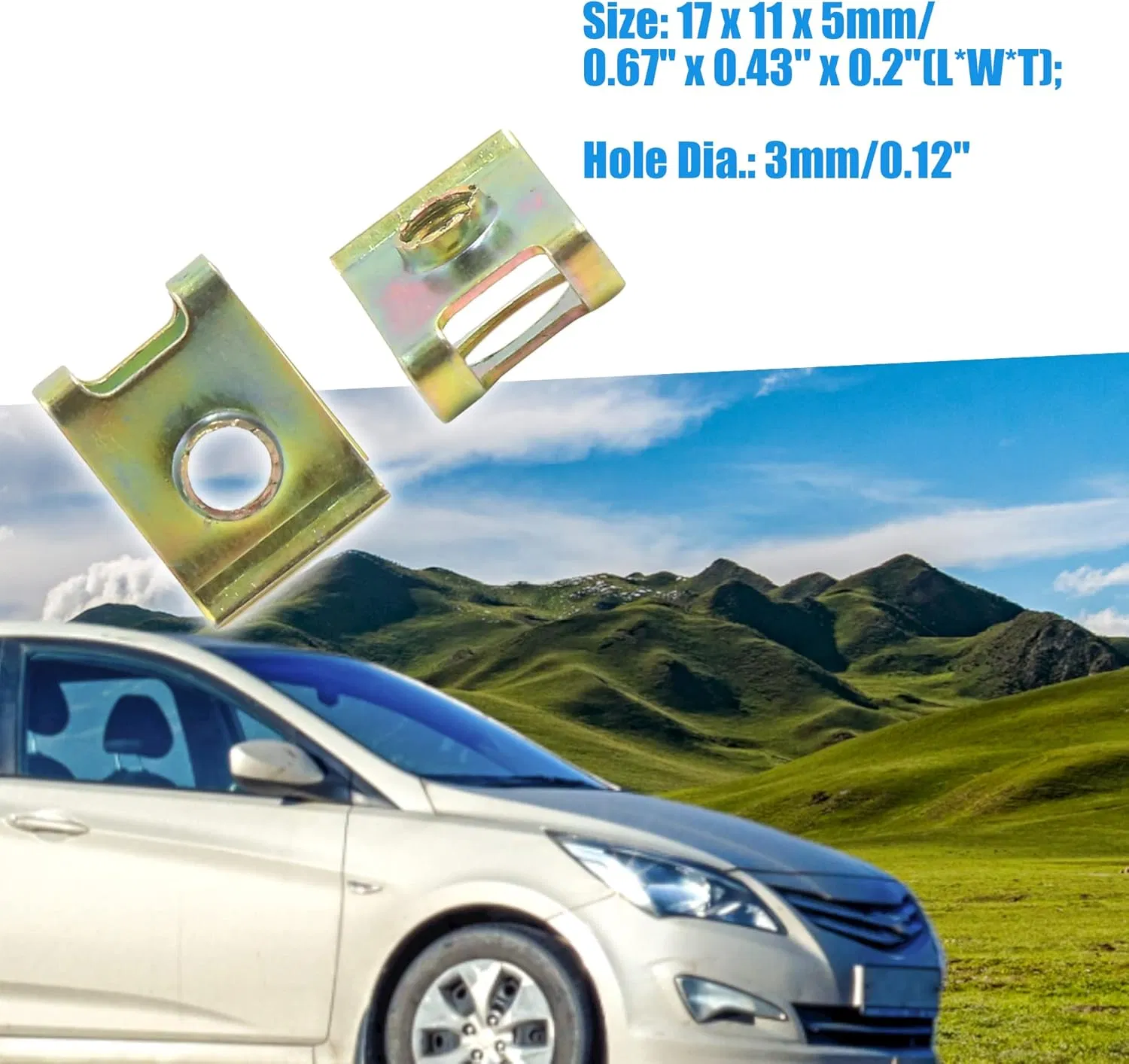 20PCS U-Type Clip 3mm Hole Spring Retainer Screw Black