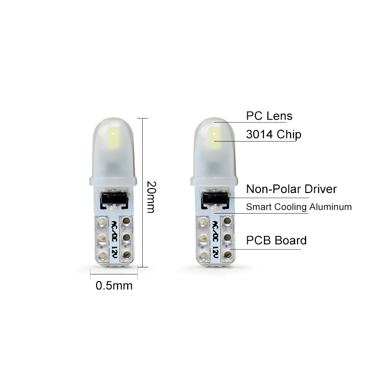 Светодиодная лампа BKR T5 W3W для приборной панели авто, 12В