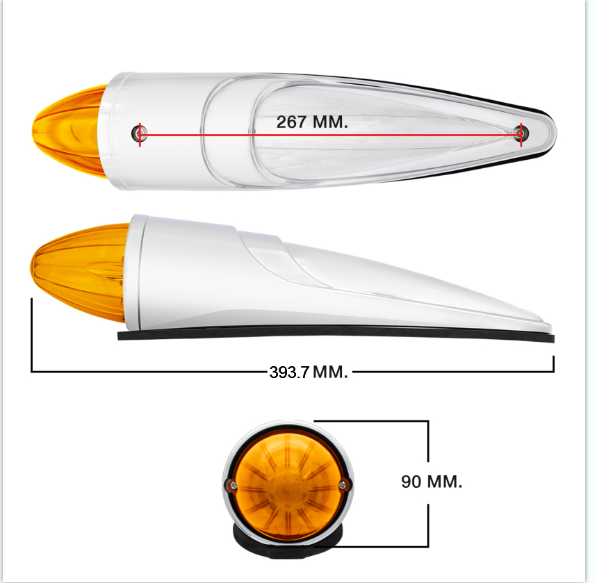 Светодиодный габаритный фонарь на крышу кабины, 17 LED, янтарный