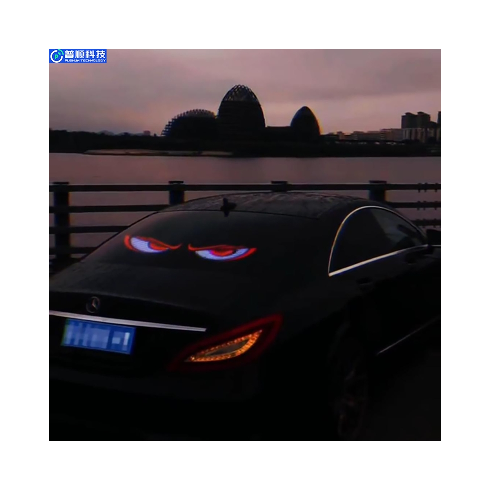 Pushunled Truck Eyes LED Display Animated Scrolling Devil's Eye LED Panel Programmable