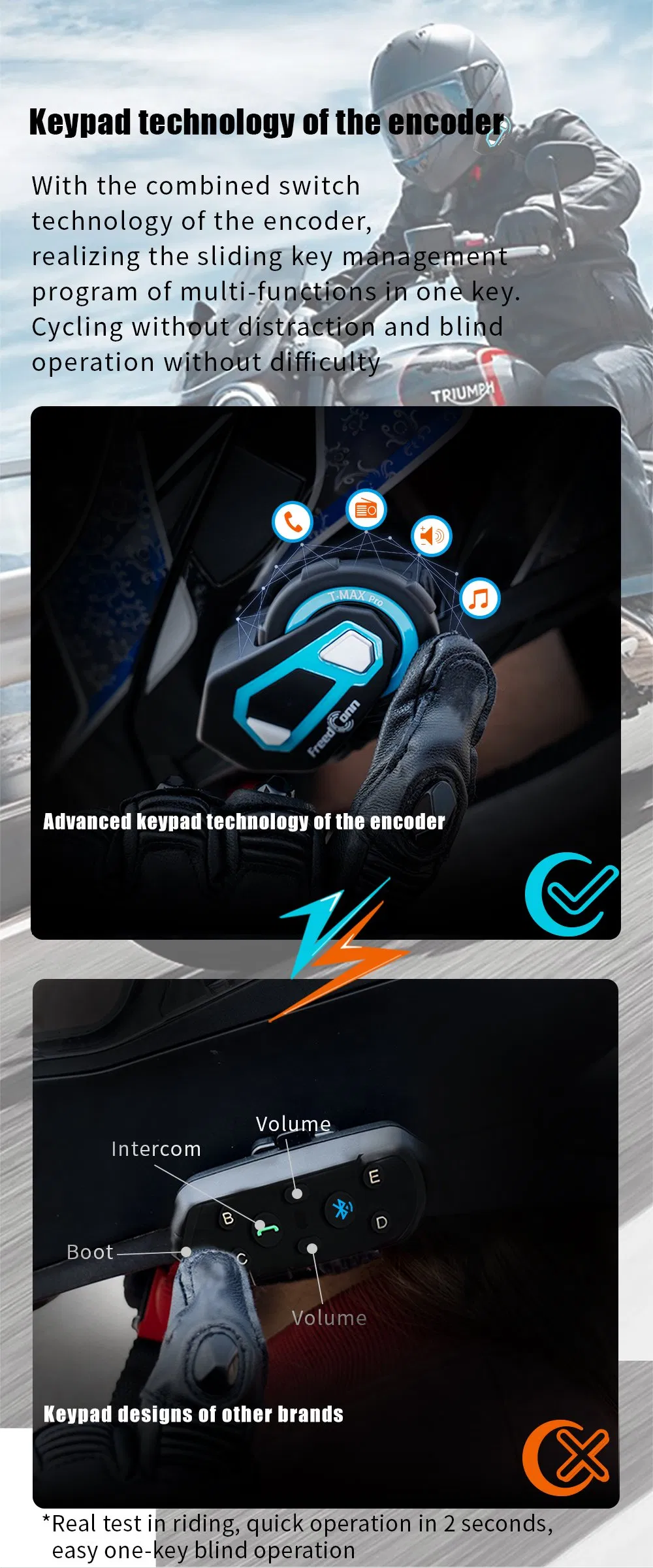 Motorcycle Bluetooth Intercom Headset Group Chat Motorbike Rider Wireless Moto Interphone Headphones