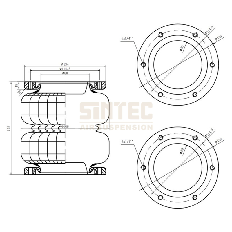 Premium Air Ride Lift Bellow Spring Balloon Bag Suspension with Universal Flange