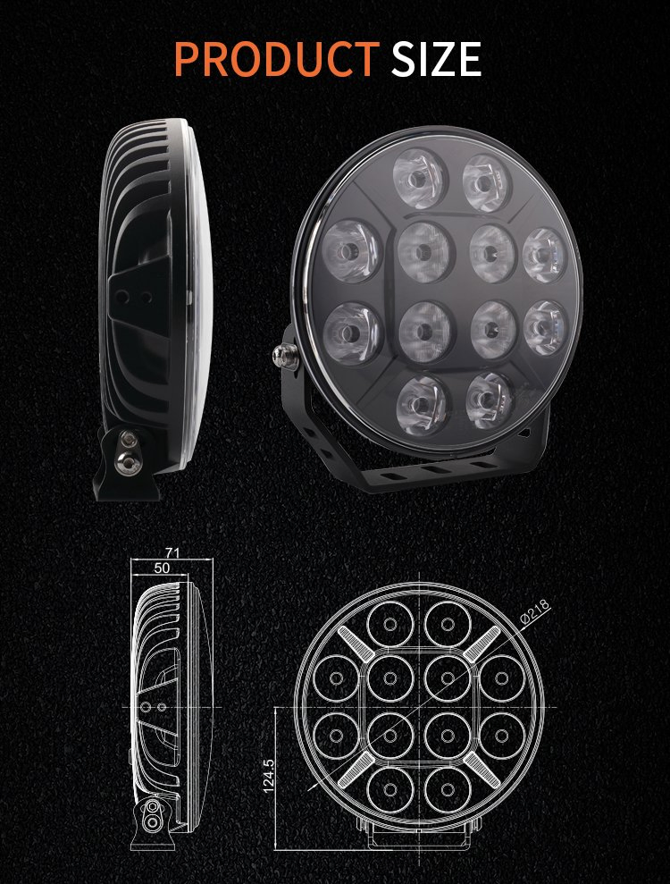 Brtled Versatile 9inch 120W Amber Offroad Ideal Driving Sport LED Car Headlight