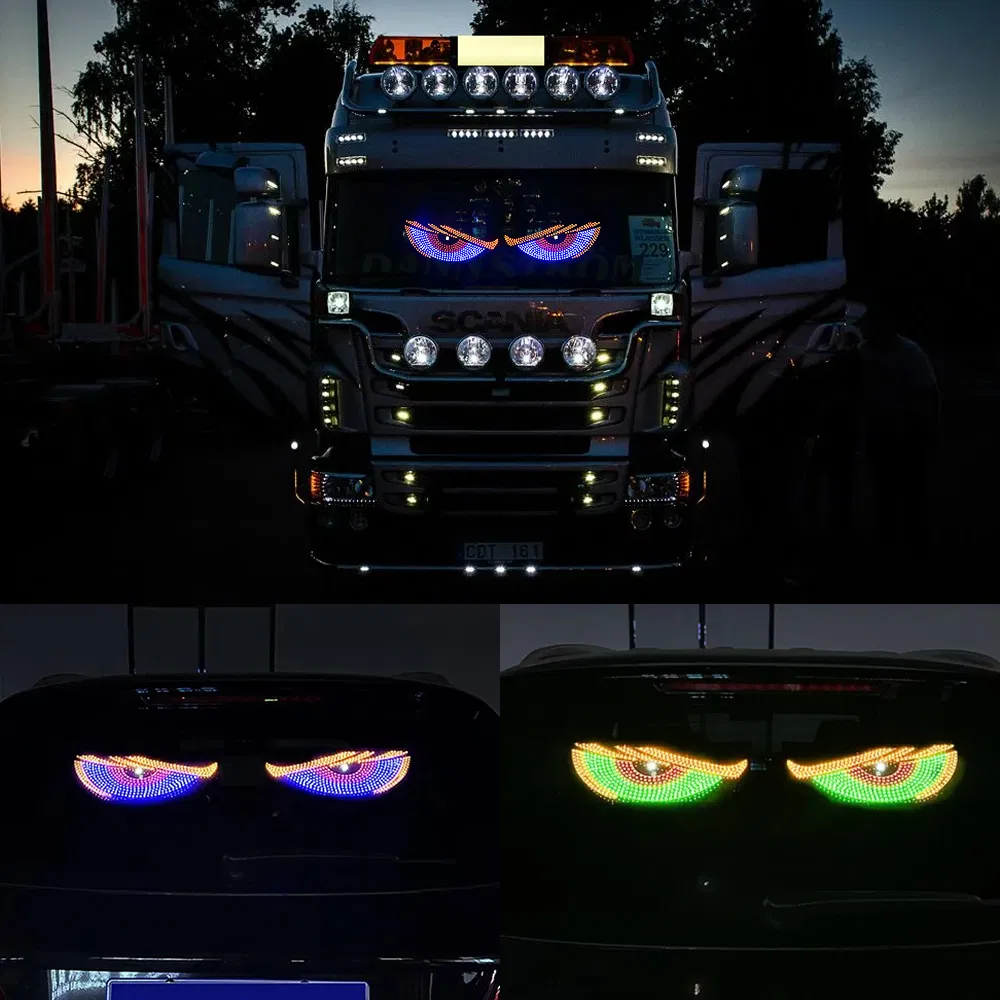 Bkr Hot Sale Truck Wink Eyes Demon Panel Interactive Animation Windshield Paste Hard Screen Car Fog Lights