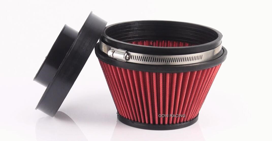 102mm Height Red Car Air Filter Intake with Velocity Stack 3''/3.5''/4'' Universal