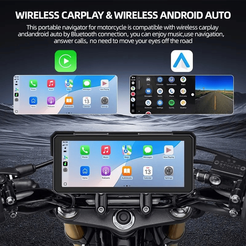 Мото-магнитола Android 7 дюймов, водонепроницаемая, с GPS и CarPlay