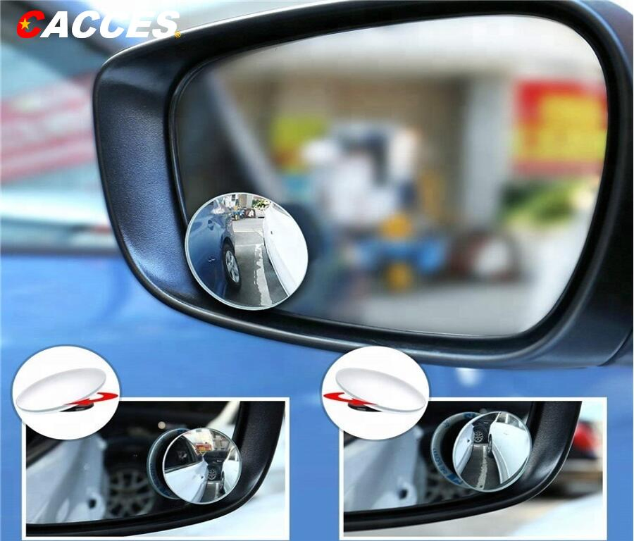 Blind Spot Mirror Round HD Glass Convex Rear View Mirror Strengthened Adhesive and Upgrade Stick Area Pack 2 (Upgraded) Adjustable 360 Degree Rotating Framless