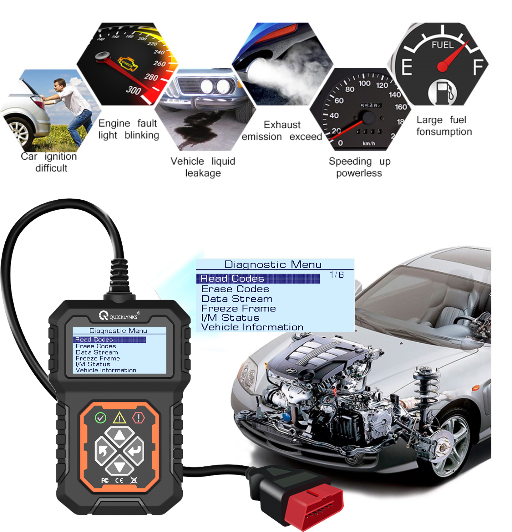 Универсальный диагностический сканер OBD2 для всех автомобилей