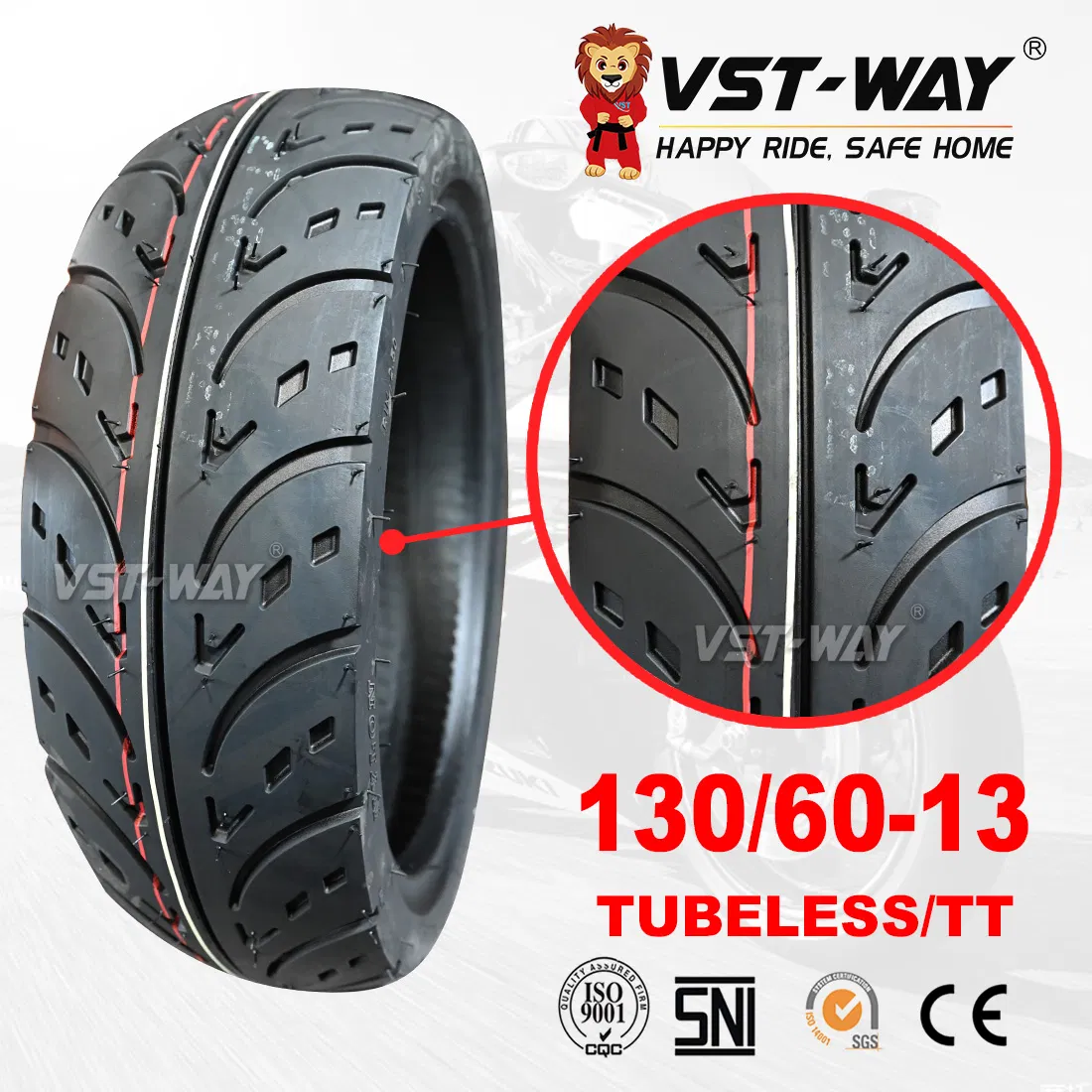 Шина мотоциклетная бескамерная 3.50-10 для электроскутера