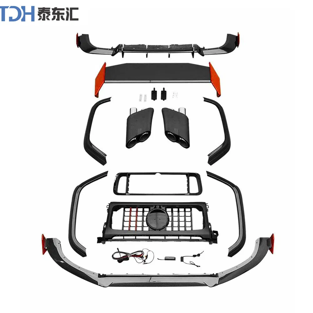 Carbon Fiber Fender Exhaust Roof Spoiler Car Bumper for Benz G Class W463 Facelift W464 Brabus G900 Body Kit