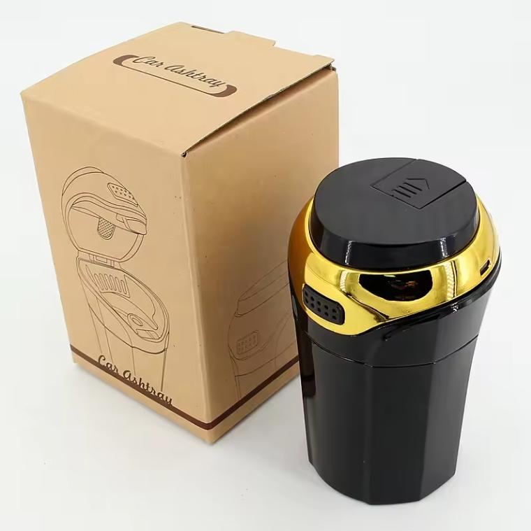 New Flip Car Ashtray LED with Light Outlet Stainless Steel