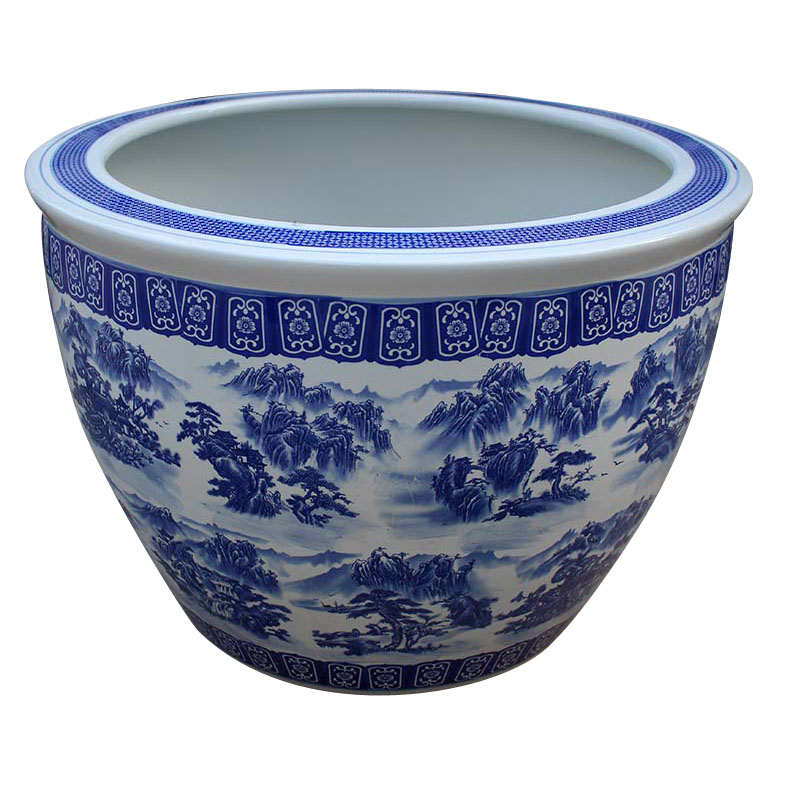 Jingdezhen большие керамические уличные горшки для ландшафта, сине-белые, набор для сада, цветочные кашпо на заказ