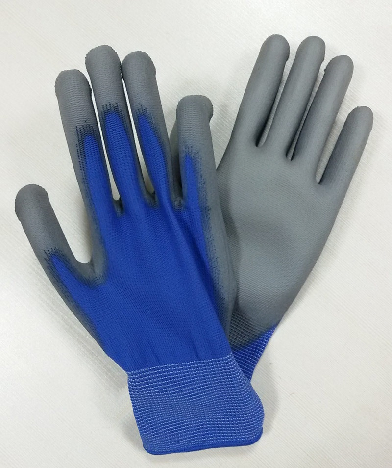 Grey PU Gloves Palm Coated Safety Work Glove China Manufacturer