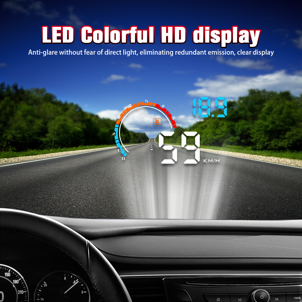 Автомобильный HUD-дисплей OBD2 с GPS, 3,5 дюйма, светодиодный