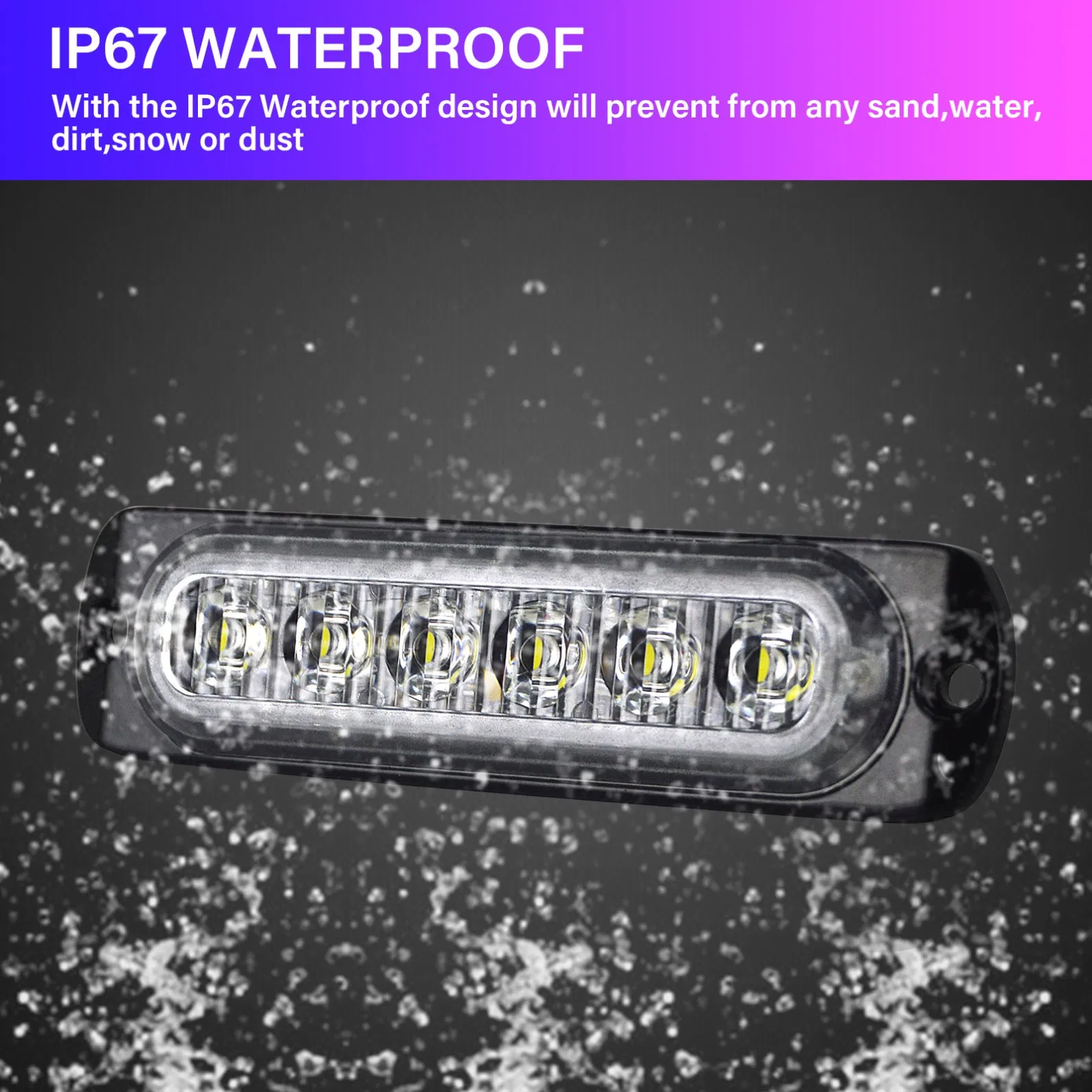 6-LED White Safety Light - 500m Beam, IP67, Waterproof Connector, for Mining Equipment