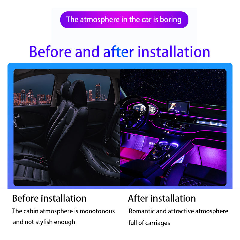 RGB LED лента для авто с управлением через приложение, 64 цвета