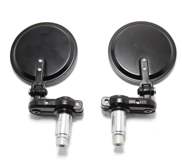 Motorcycle Round Folding Handlebar End Mirrors Motorbike Black Rearview Glass Side Mirror