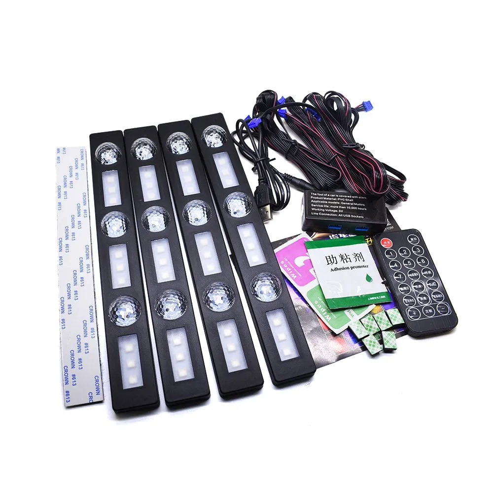 USB светодиодная лента для салона авто с теплым светом