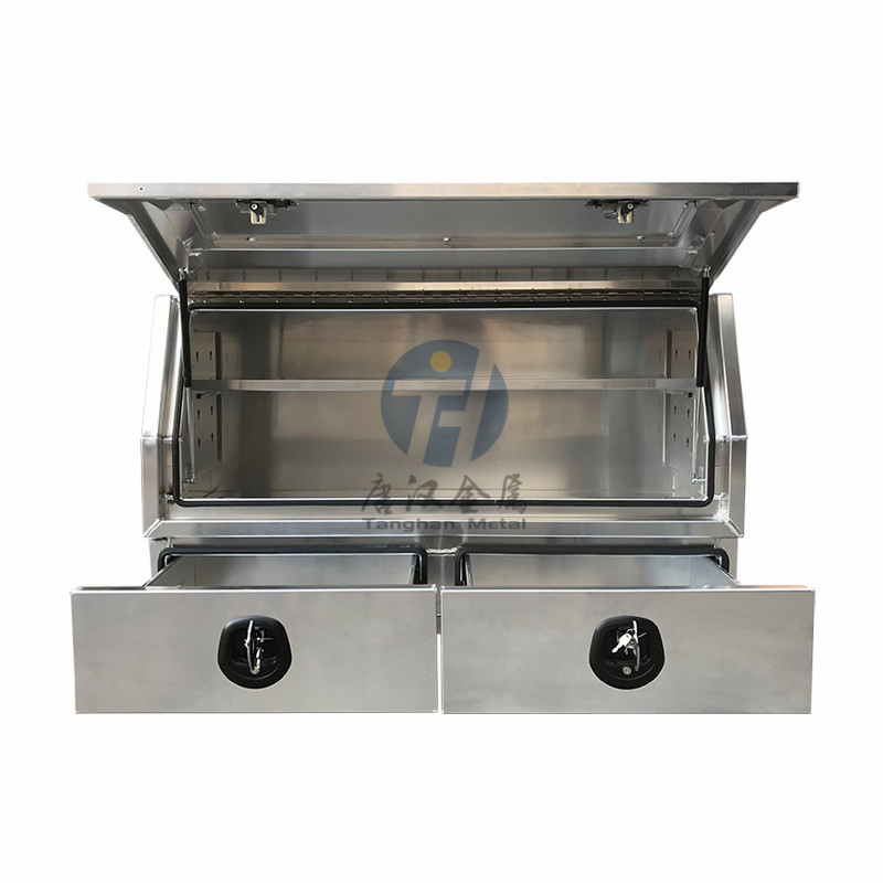 Aluminum Flat Alloy Plate Truck Bed Tool Storage Box with 2 Drawer