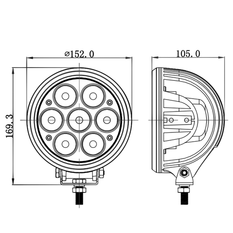 Round Red Orange LED Stop Turn Tail Light Real Light Back-up Reverse