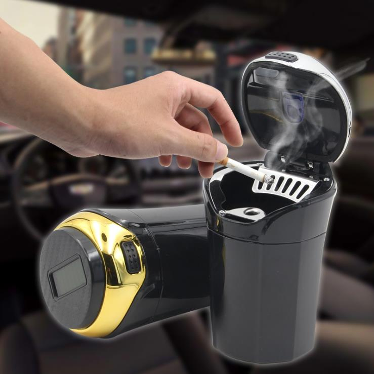 New Flip Car Ashtray LED with Light Outlet Stainless Steel