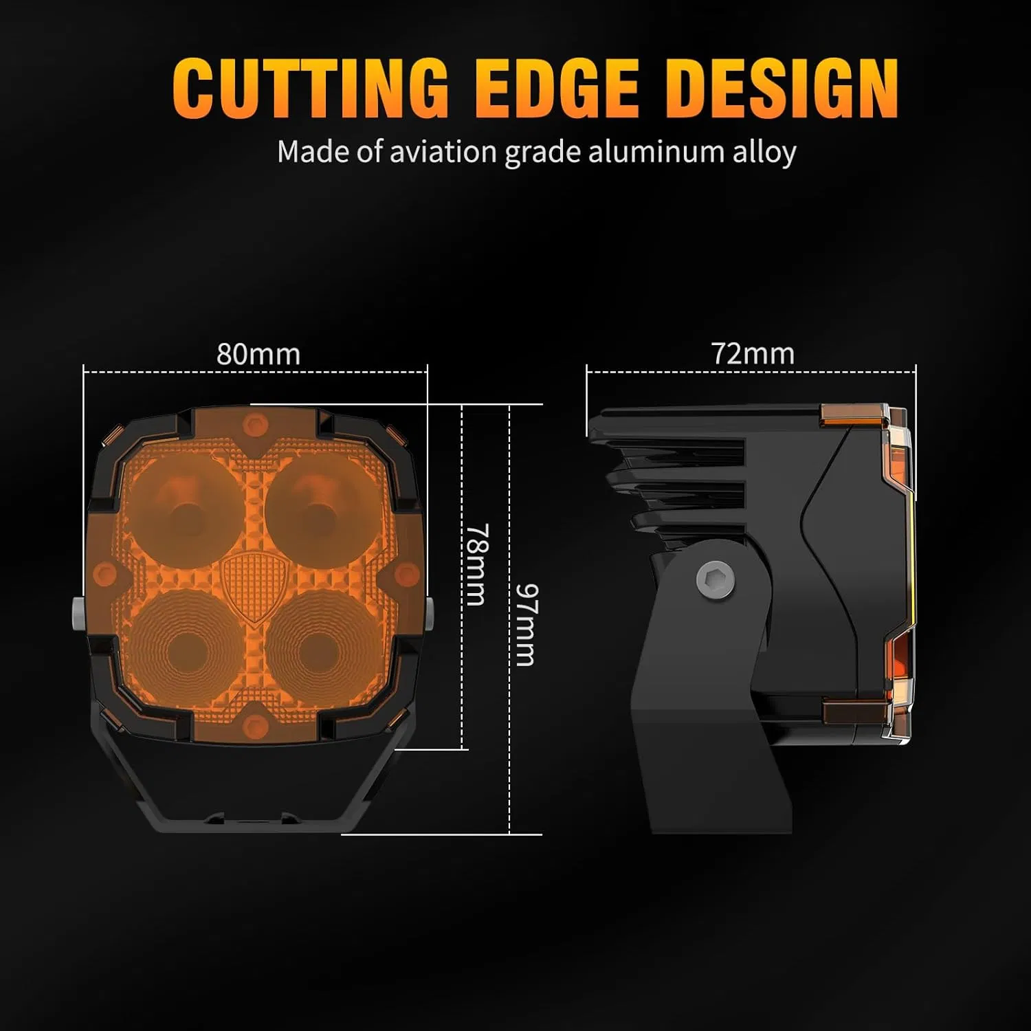 Super Bright Square LED Pod Amber Pod Light Cover Spot Light