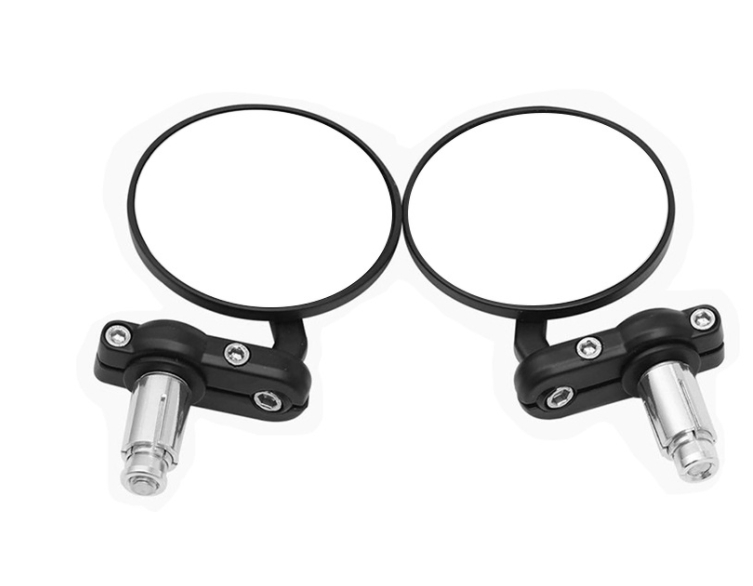 Motorcycle Aluminum Round Handlebar End Mirrors Black