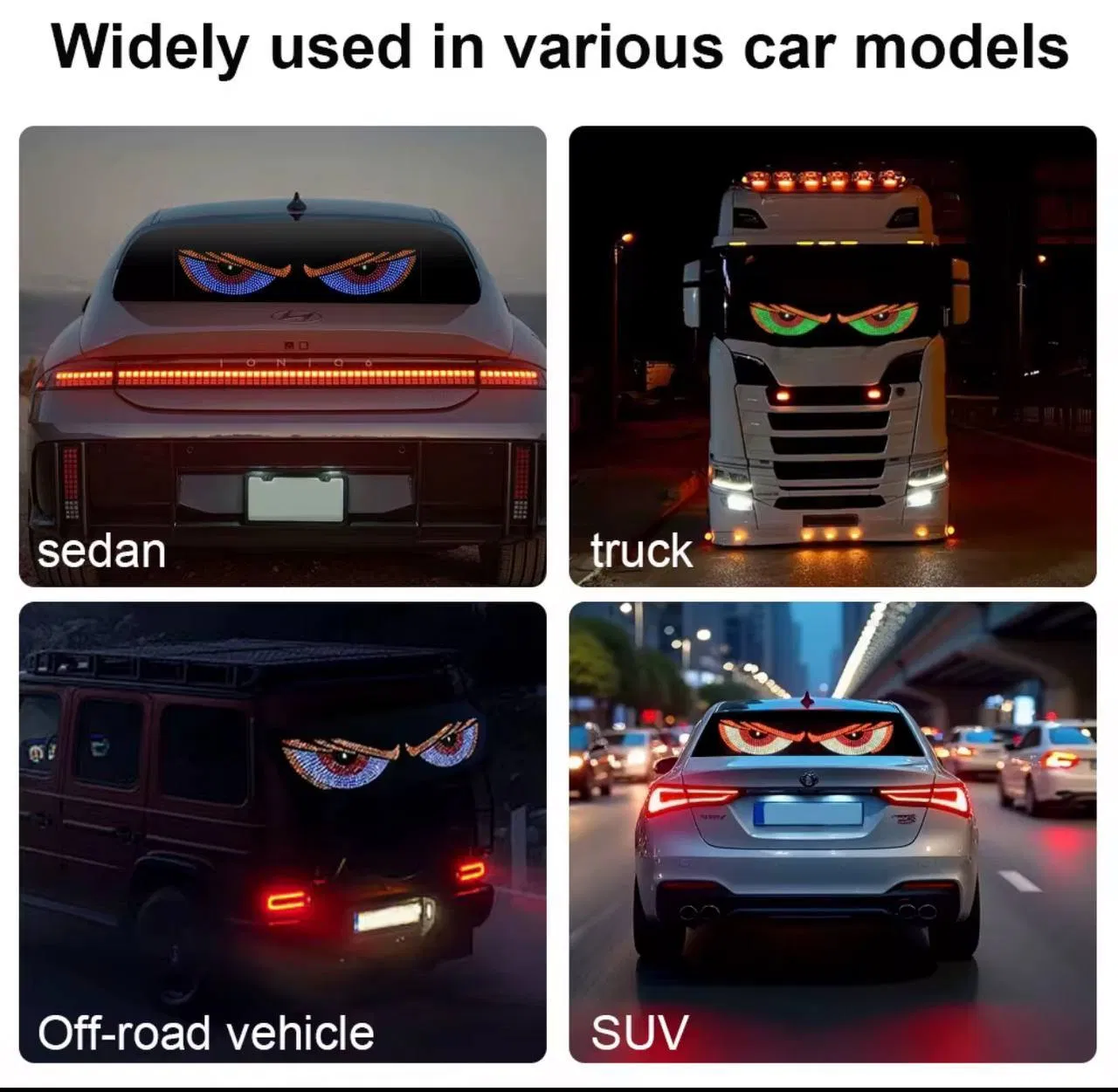 LED Eye Lights for Cars, LED Eyes for Truck, Colorful and Soft Display, Programmable Light Writing, Smart APP, Bluetooth USB 5V, Devil Eye Lights