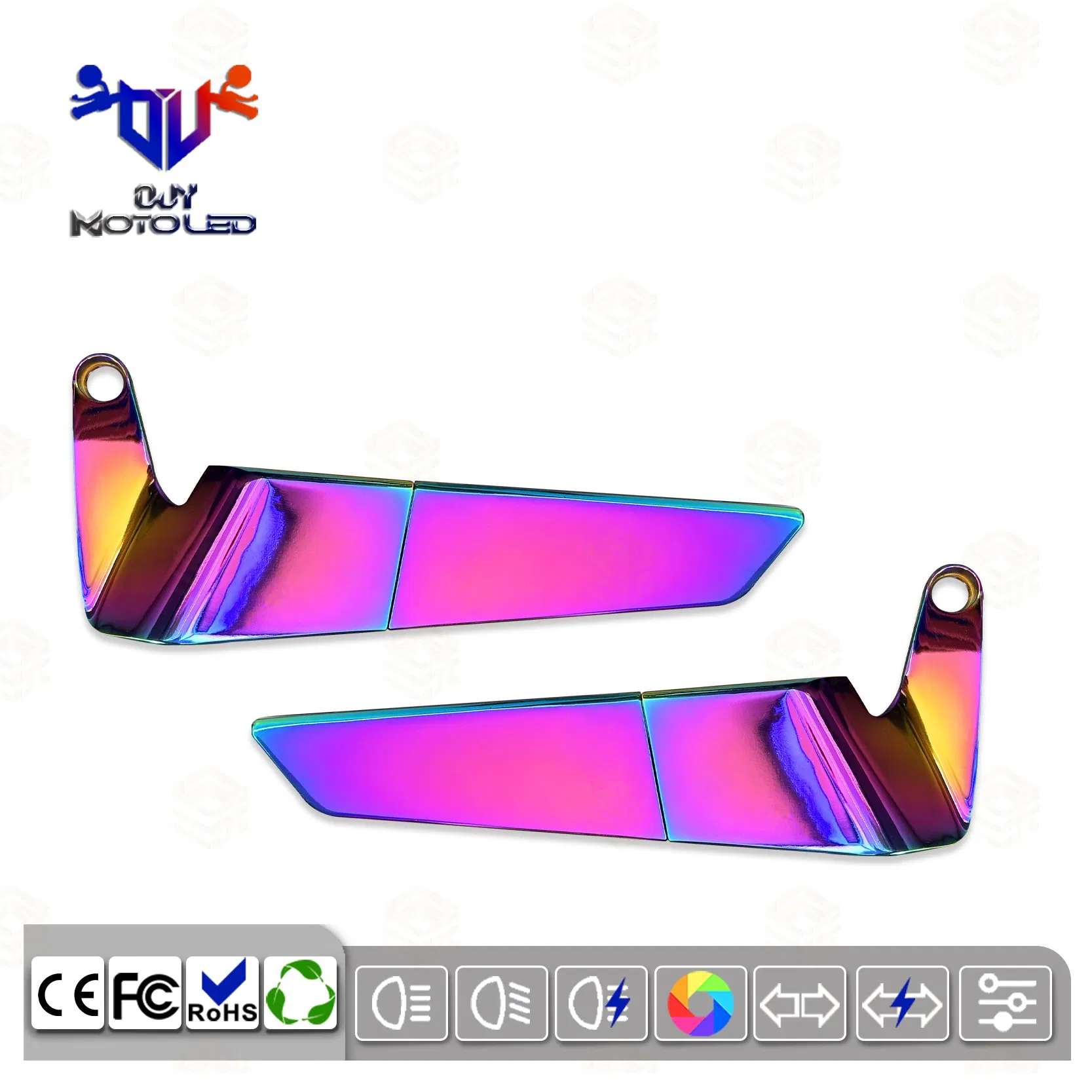 Universal Rainbow Colored Small Rearview Mirror Accessories for Motorcycles