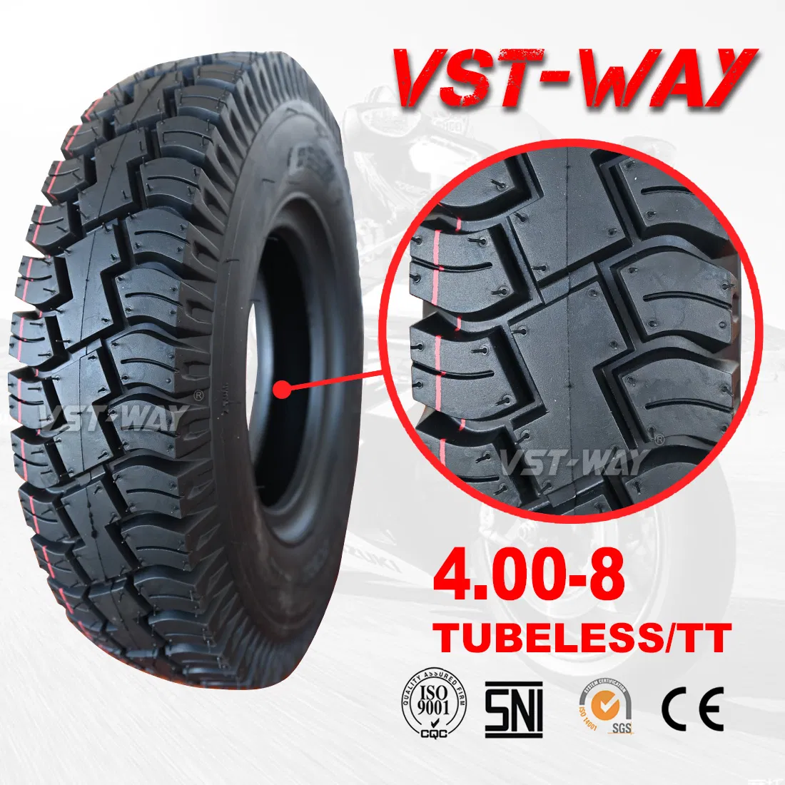 Шина мотоциклетная TVS 4.00-8 для трициклов и тук-туков