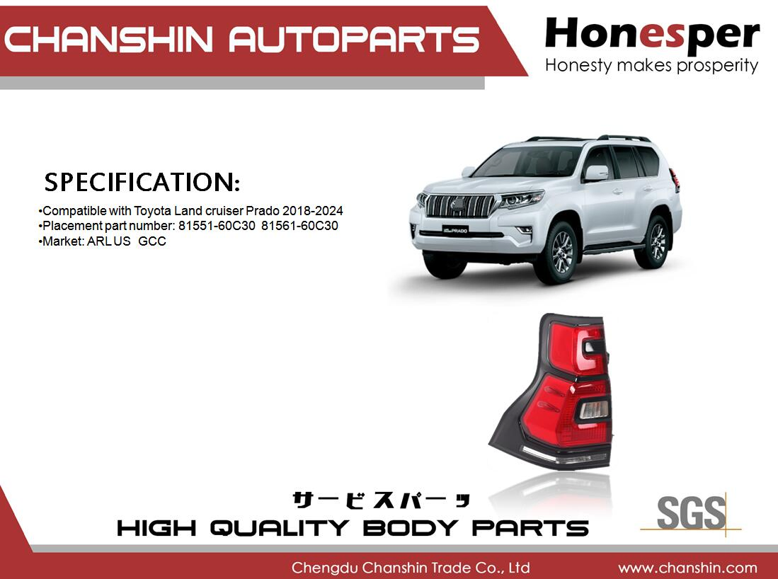 Wholesale Car Spare Parts Auto-Parts Car Accessories LED Back Light Tail Lamp Tail Lamp Taillight for Toyota Land Cruiser Prado 2018-2024