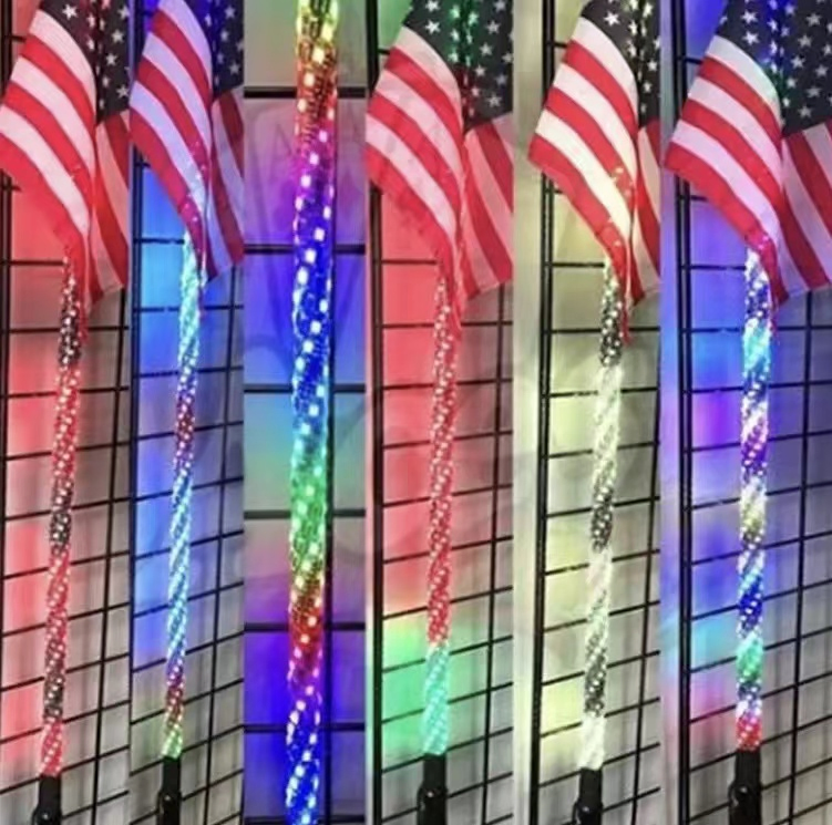 6FT/8FT/12FT Vehicle Fiberglass Pole Safety Flags 12-24V Construction Mining LED Buggy Whips